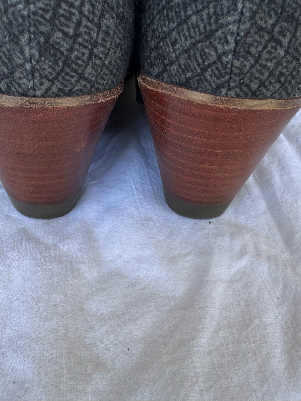 Dr scholls Wedge Ankle Boot - Gray Felt with Brown heel - Picture 5 of 7